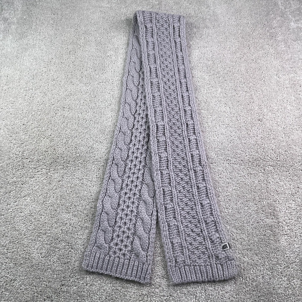 The North Face Scarf Womens One Size Purple Minna Cable Knit Wool Alpaca Winter
